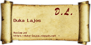 Duka Lajos névjegykártya